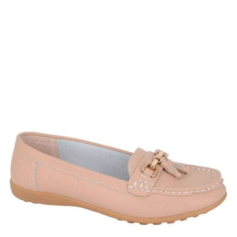 Women's Boulevard L 748 Leather Tassel Loafer Shoes - Beige