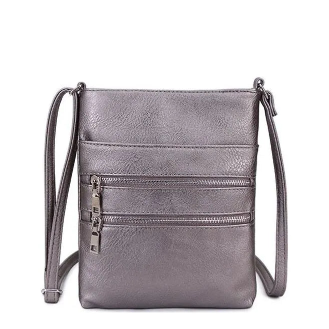 Women's Long & Son Medium Cross Body Bags 18802 - Pewter