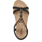 Women's JO & JOE Petula Wide Fitting Lightweight Sandals with Beaded Trim & Elasticated Back Strap - Black
