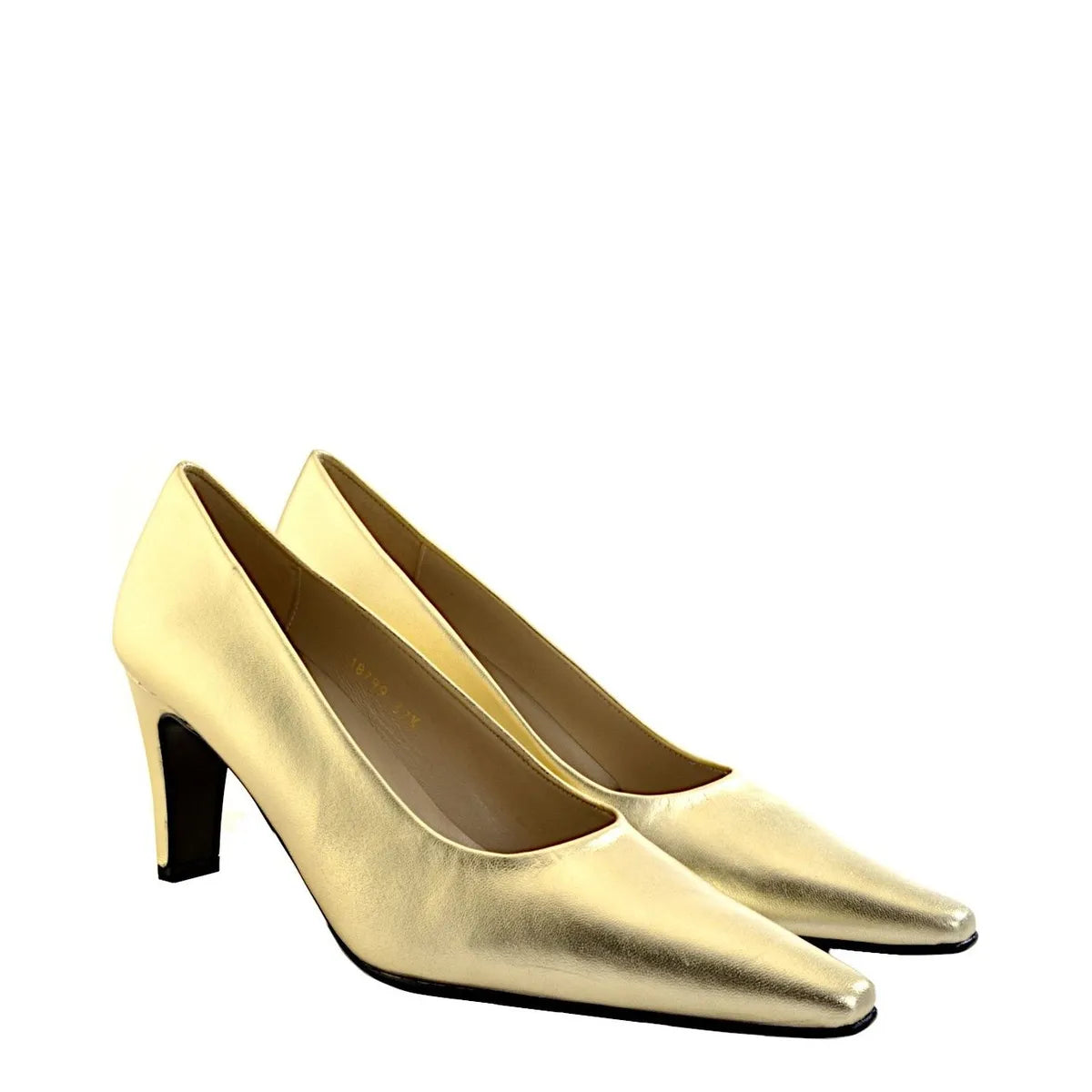 Women's EYE Mid Heel Leather Court Shoes F 73 - Gold
