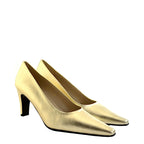 Women's EYE Mid Heel Leather Court Shoes F 73 - Gold
