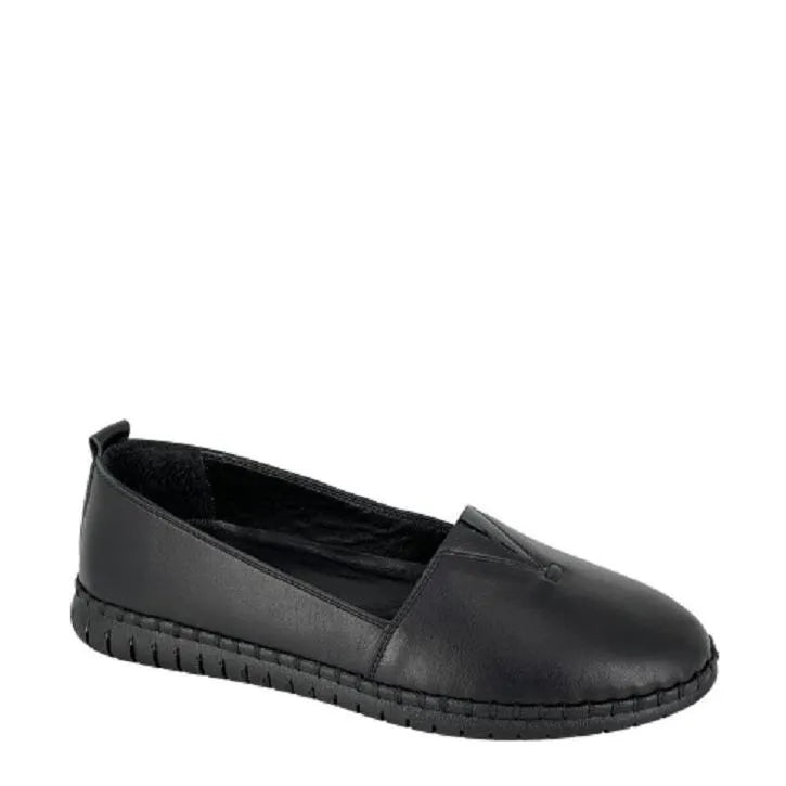 Women's MOD Comfys Centre Gusset Leather Slip-On Shoes L930 - Black