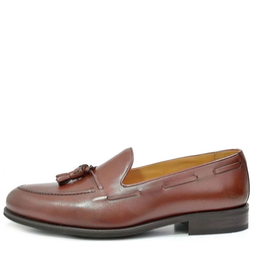 Men's EYE Tassel Leather Loafer Shoes 5234 - Tan