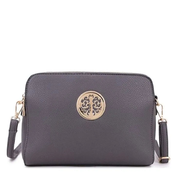 Women's Long & Son Medium Shoulder & Cross Body Hand Bags D1585-1 - Dark Grey