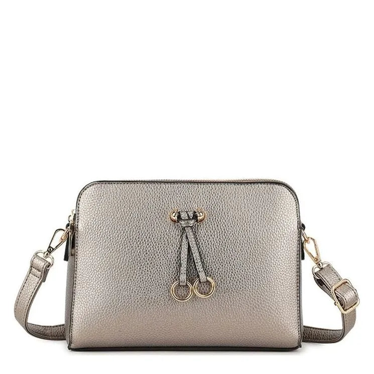 Women's Long & Son Medium Shoulder & Cross Body Hand Bags 23327 - Silver Gunmetal