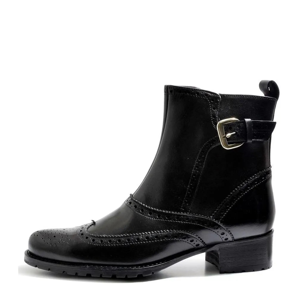 Women's VITELO Brogue Calf Leather Ankle Boots K 5 - Black