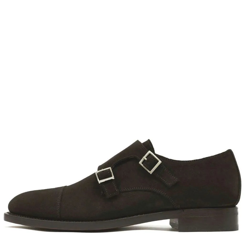 Men's Berwick 1707 Double Monk strap 3637 Goodyear Welted Leather Shoes M 29 - Brown Suede