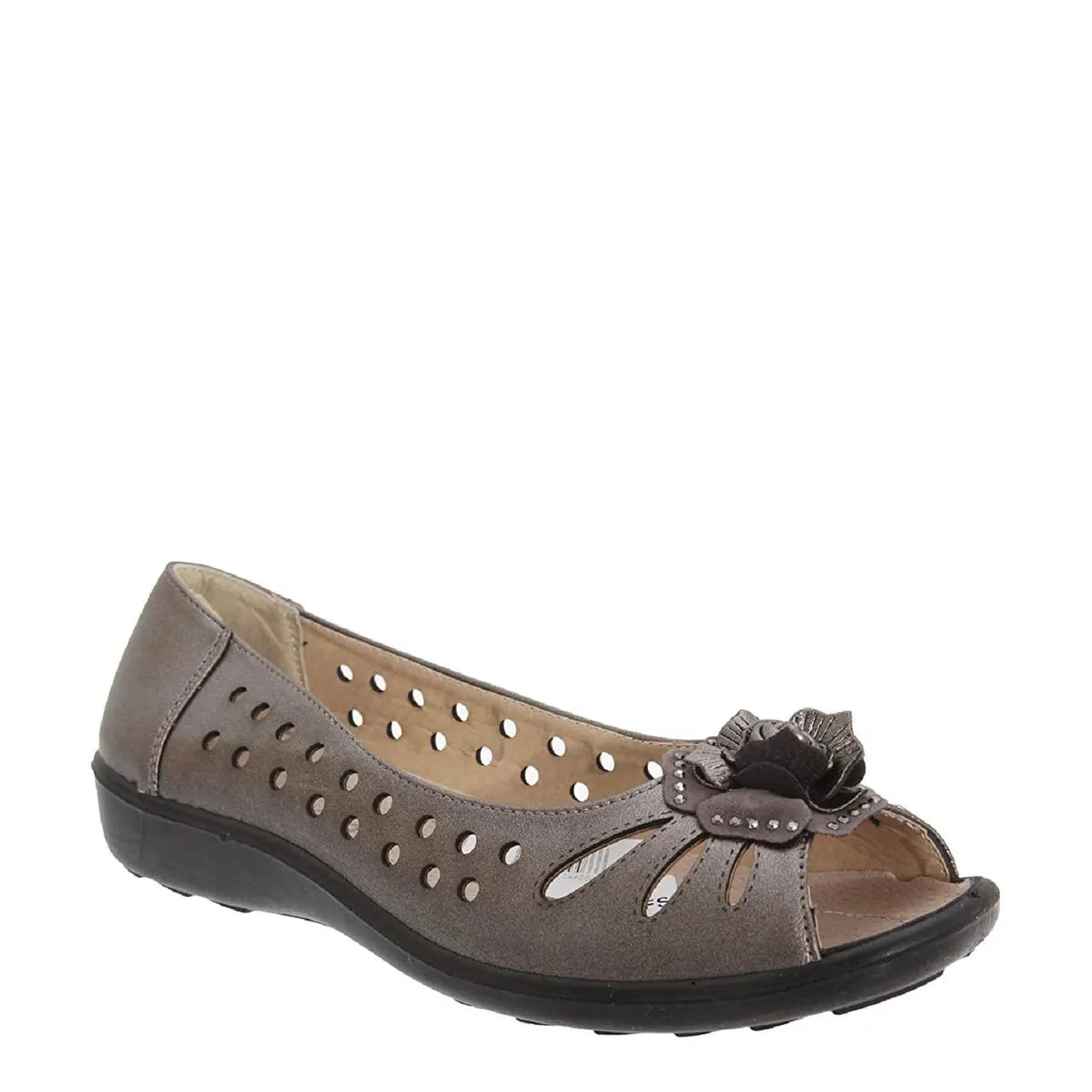 Women's Boulevard Petal Flower Peep Toe Sandals - Pewter