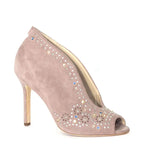 Women's HÖGL 7-10-9392 Crystal Leather Suede High Heel Shoes HO 110 - Smoke Pink