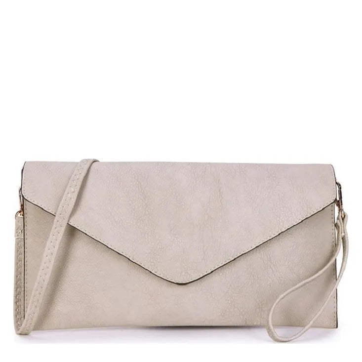 Women's Long & Son Envelope Style, Wristlet, Shoulder, Clutch Bags 120343 - Beige