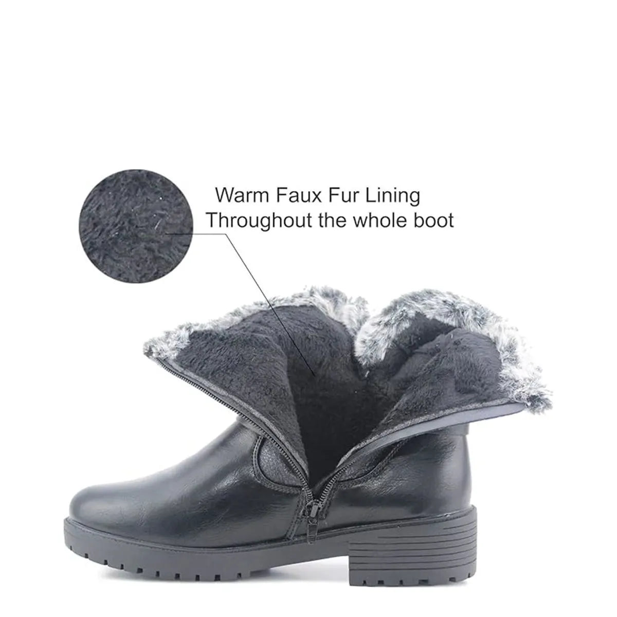 Women's Dr Keller Phoenix Faux Fur Lined Biker Ankle Boots A9424 - Black