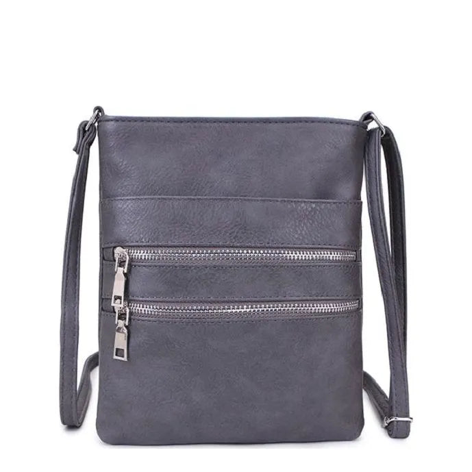 Women's Long & Son Medium Cross Body Bags 18802 - Dark Grey