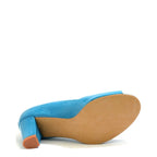 Women's Eye Peep-Toe Mid-Heel Patent Leather Court Shoes L 44 - Turquoise