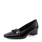 Women's EYE Horse Bit Trim Leather Loafer Shoes G 127- Black