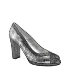 Women's EYE Peep Toe Snake Print Leather High Heel Shoes F 77 - Silver