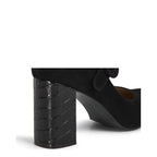 Women's Eye Mary Jane Block Heel Leather Shoes G 130 - Black Suede