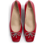 Women's Eye Decorative Trim Leather Court Shoes G 131 - Red