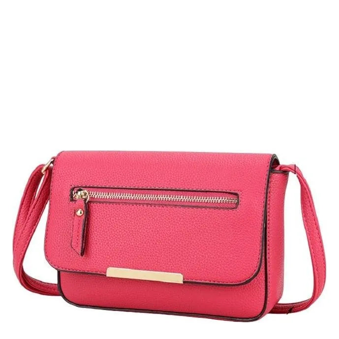 Women's Long & Son Cross Body & Shoulder Hand Bags C-1337 - Rose Pink