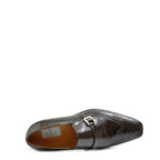 Men's VITELO Semi-Brogue Polished Leather Slip-On Shoes 144-45 - Brown