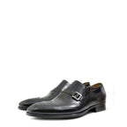 Men's VITELO Semi-Brogue Polished Leather Slip-On Shoes 144-45 - Black