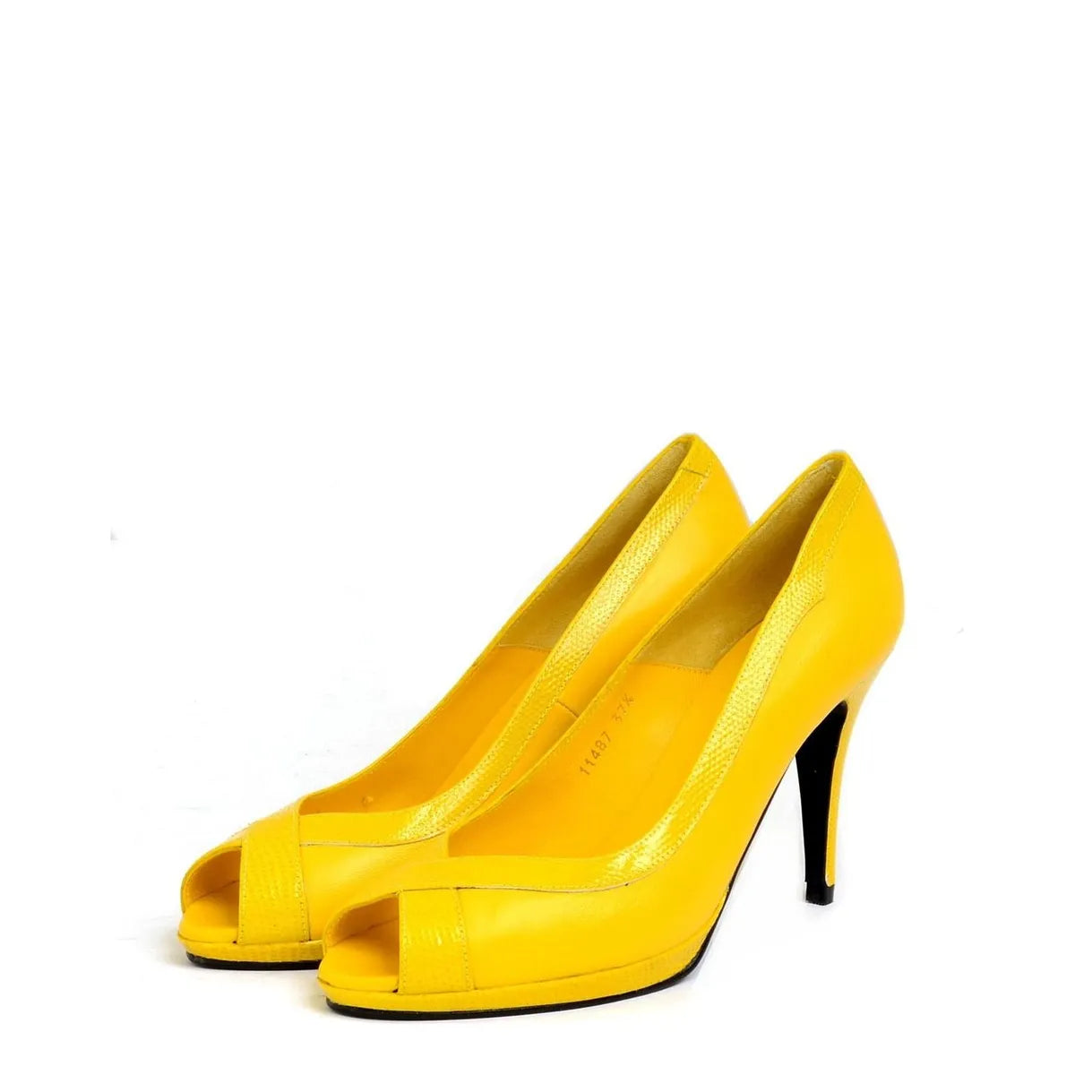 Women's EYE Peep-Toe High Heel Court Shoes F 112 - Yellow