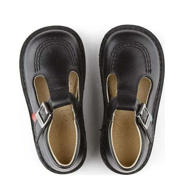 Girl's Kickers Kick T Bar Junior School Shoes - Black