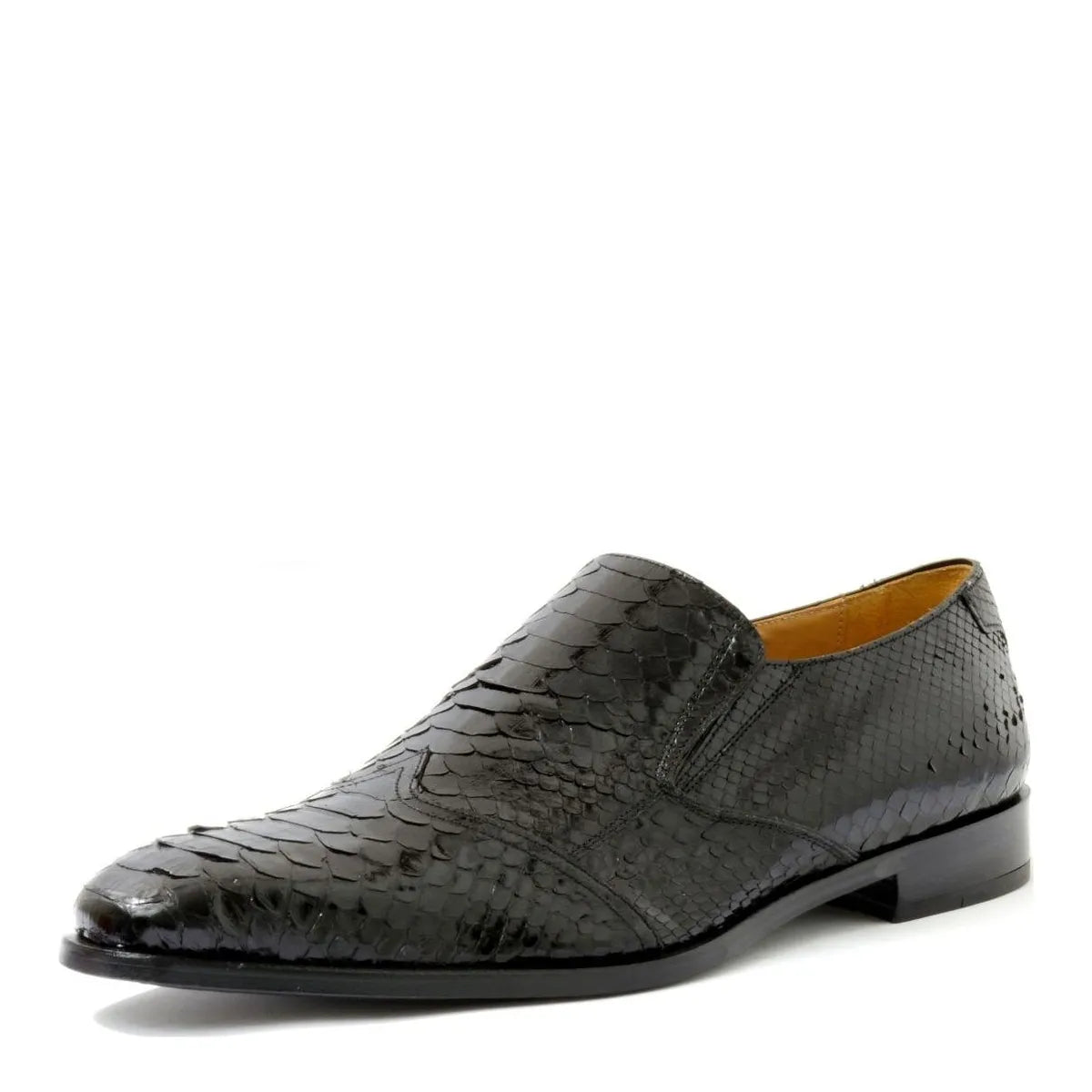 Men's EYE Exotic Python Snake Skin Leather Slip-On Shoes TS 43 - Black
