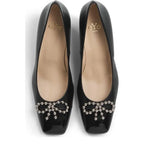 Women's Eye Decorative Trim Leather Court Shoes G 131 - Black