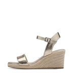 Women's Tamaris 1-28300-20 Vegan Espadrille Wedge Sandals - Light Gold