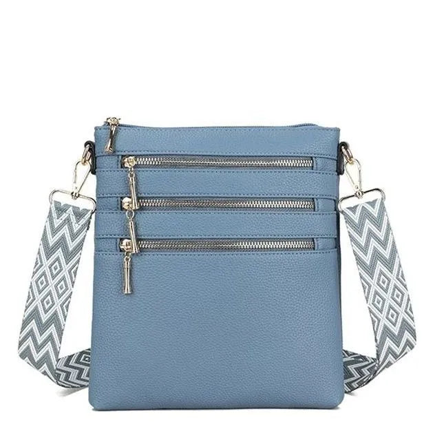 Women's Long & Son Lightweight Medium Cross Body Bags 23358 - Denim Blue