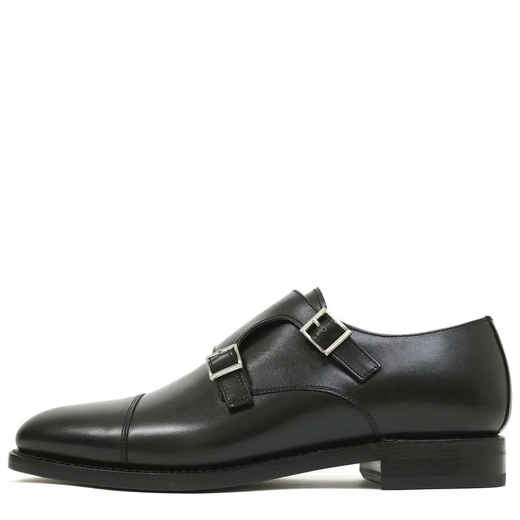 Men's Berwick 1707 Double Monk strap 3637 Goodyear Welted Leather Shoes M 29 - Black