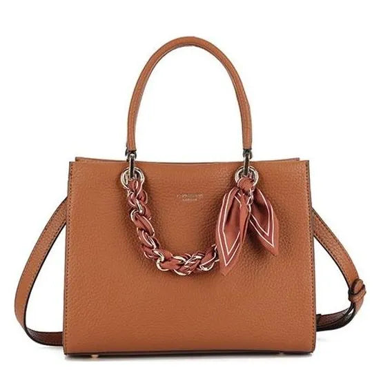 Women's Long & Son Medium Tote & Cross Body Satchel Bag OF6010 - Brown