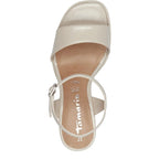 Women's Tamaris 1-28342-44 Flared Heeled Sandals K 21 - Ivory Patent