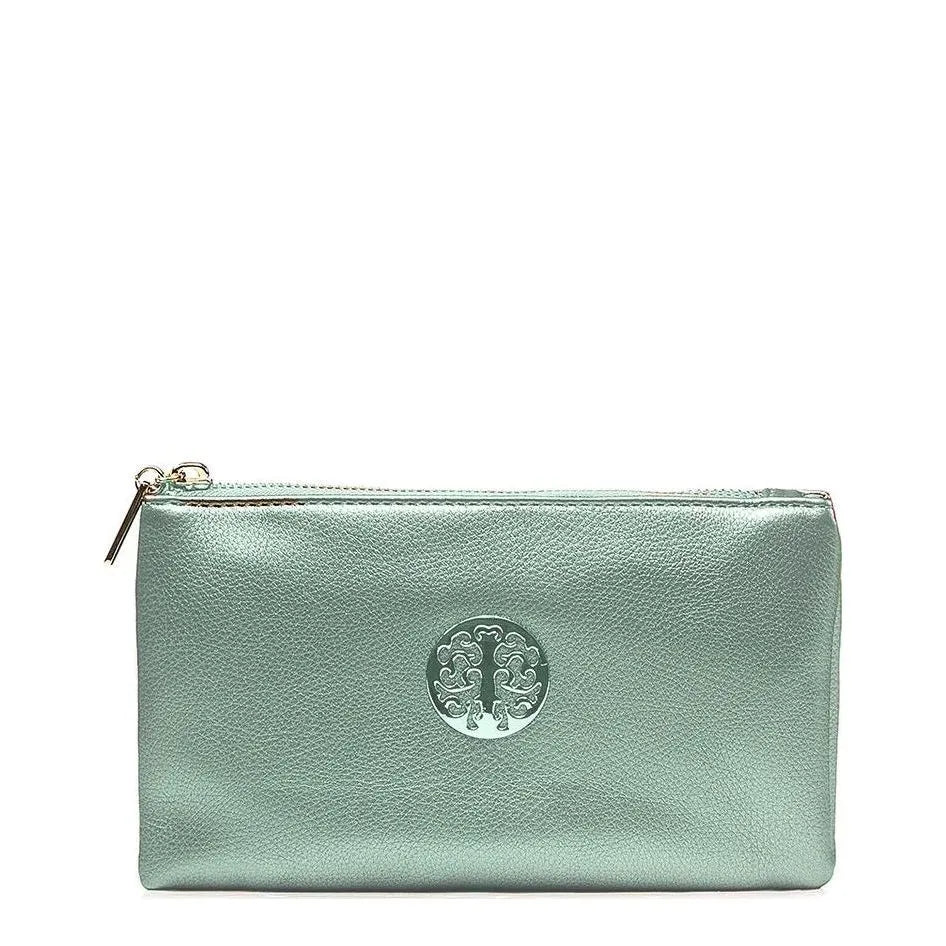 Women's Long & Son Small Clutch, Wristlet, Shoulder ,Cross-Body Bags 3141- Pearlised Light Green