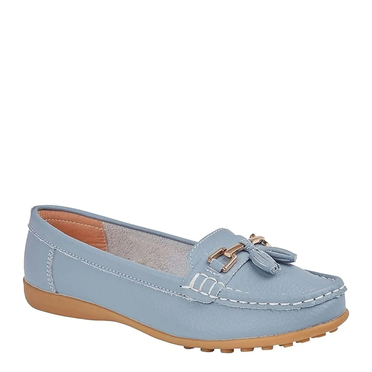 Women's Boulevard L 748 Leather Tassel Loafer Shoes - Baby Blue