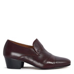 Men's Vitelo Plain Leather Cuban Heel Shoes 6029 PC 19 - Burgundy