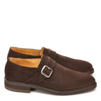 Men's Berwick 1707 Monk strap 3520 Goodyear Welted Leather Shoes M 28 - Brown Suede