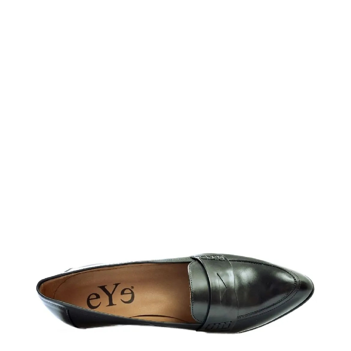 Women's EYE Pointed Toe Polished Leather Loafer Shoes F 107 - Black