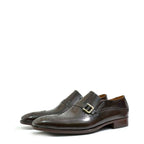Men's VITELO Semi-Brogue Polished Leather Slip-On Shoes 144-45 - Brown