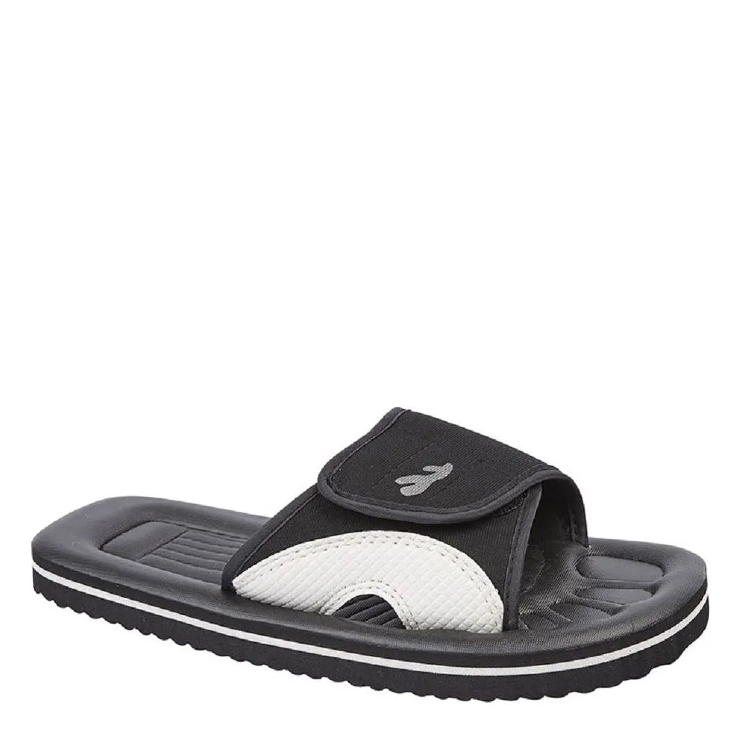 Men's PDQ Surfer Velcro Strap Beach Flip Flops - Black