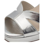 Women's Tamaris 1-28349-42 Vegan Metallic Strappy Heeled Sandals - Silver