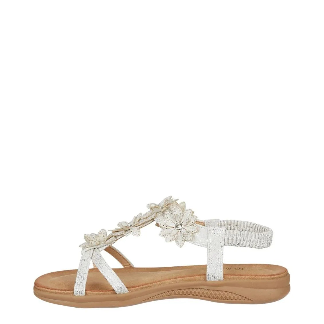 Women's JO & JOE Goa Lightweight Flower Trims and Elasticated Sling Back Sandals - White