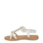 Women's JO & JOE Goa Lightweight Flower Trims and Elasticated Sling Back Sandals - White