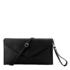 Women's Long & Son Envelope Style, Wristlet, Shoulder, Clutch Bags 120343 - Black