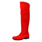 Women's EYE Over The Knee Leather Suede Thigh Boots J 26 - Red