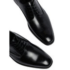 Men's John White Wilms Plain Leather Derby Shoes - Black