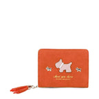 Women's Long & Son Cute Dog Small Credit Card and Purse Wallet with Tassel 12294 - Orange
