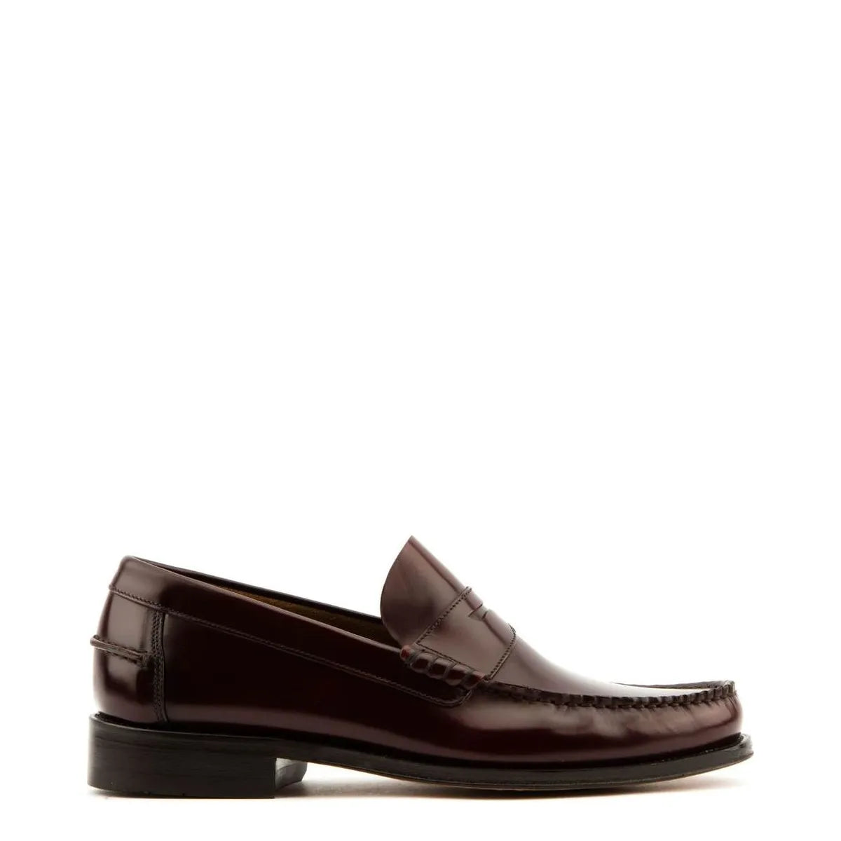 Men's LOAKE Princeton Polished Leather Moccasin Shoes - Burgundy