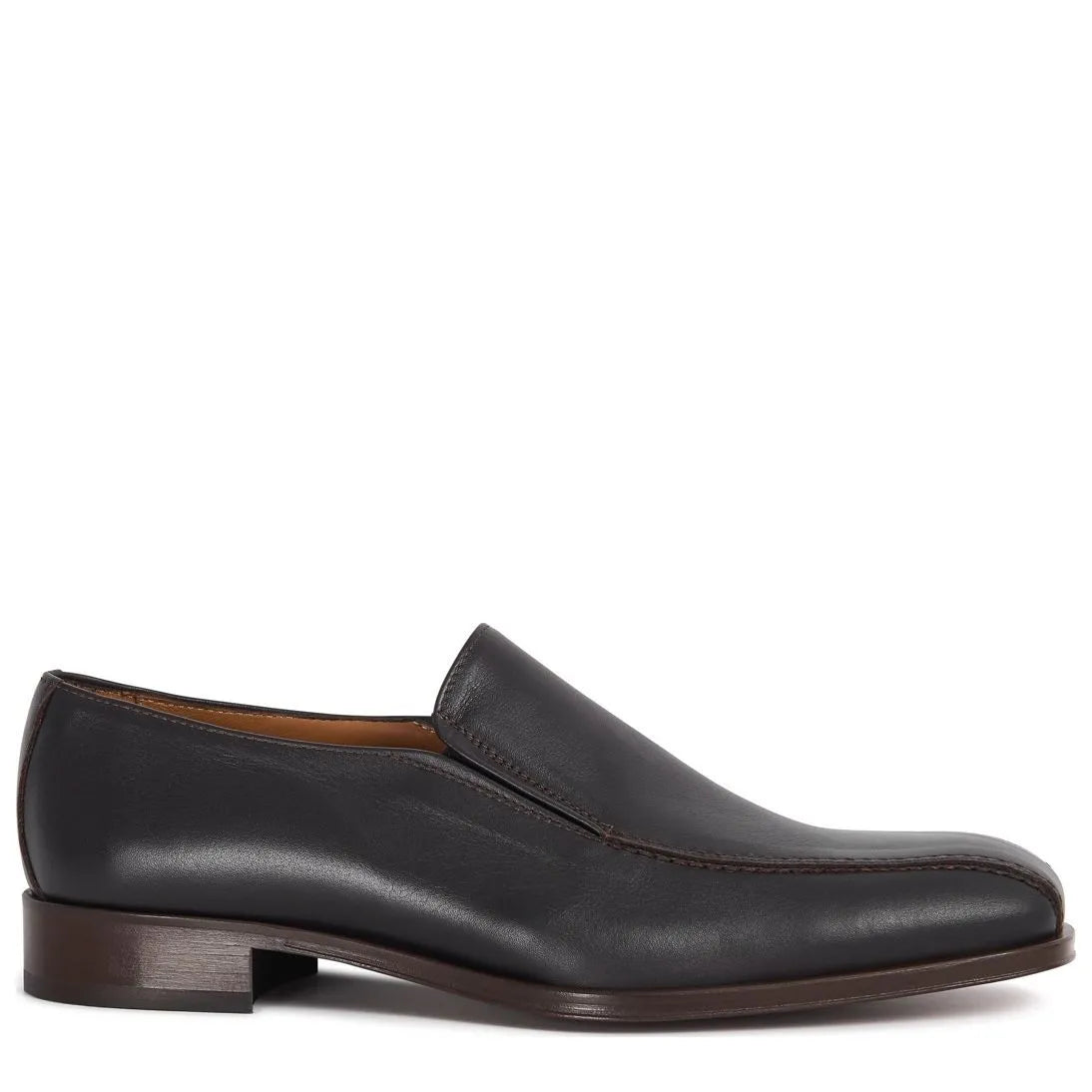 Men's Eye Plain Tramline Leather Loafer Shoes 4973 M 49 - Dark Brown