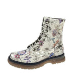 Women's Cipriata Annetta L310 Mid Calf 8 Eyelet Floral Lace-Up Boots - Light Grey
